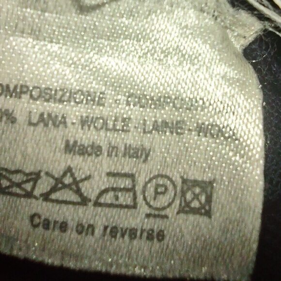 Yves Saint Laurent Rive Gauche Women's Navy Blue Wool V-Neck Sweater Size Large - Picture 8 of 9